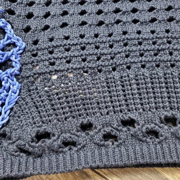 Zara Women Open Crochet Blue Vest Size Small New Without Tag - Picture 6 of 8